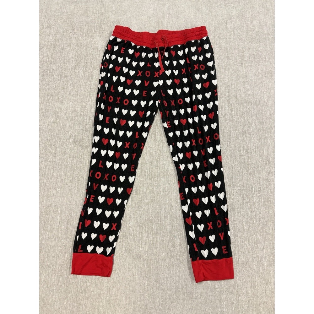 Little Sleepies XOXO Black Women's Size X-Large XL Pajama Pants Joggers Hearts